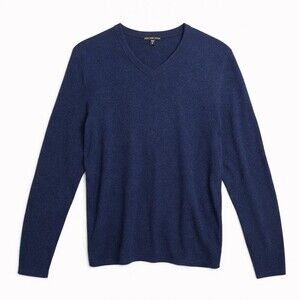 James Perse V Neck 100% Cashmere Sweater Men's Sz 4 (XL) Blue Quiet Luxury